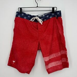 The Chive Men’s Americana Board Shorts Size 34 Red White Blue 4th‎ of July Swim